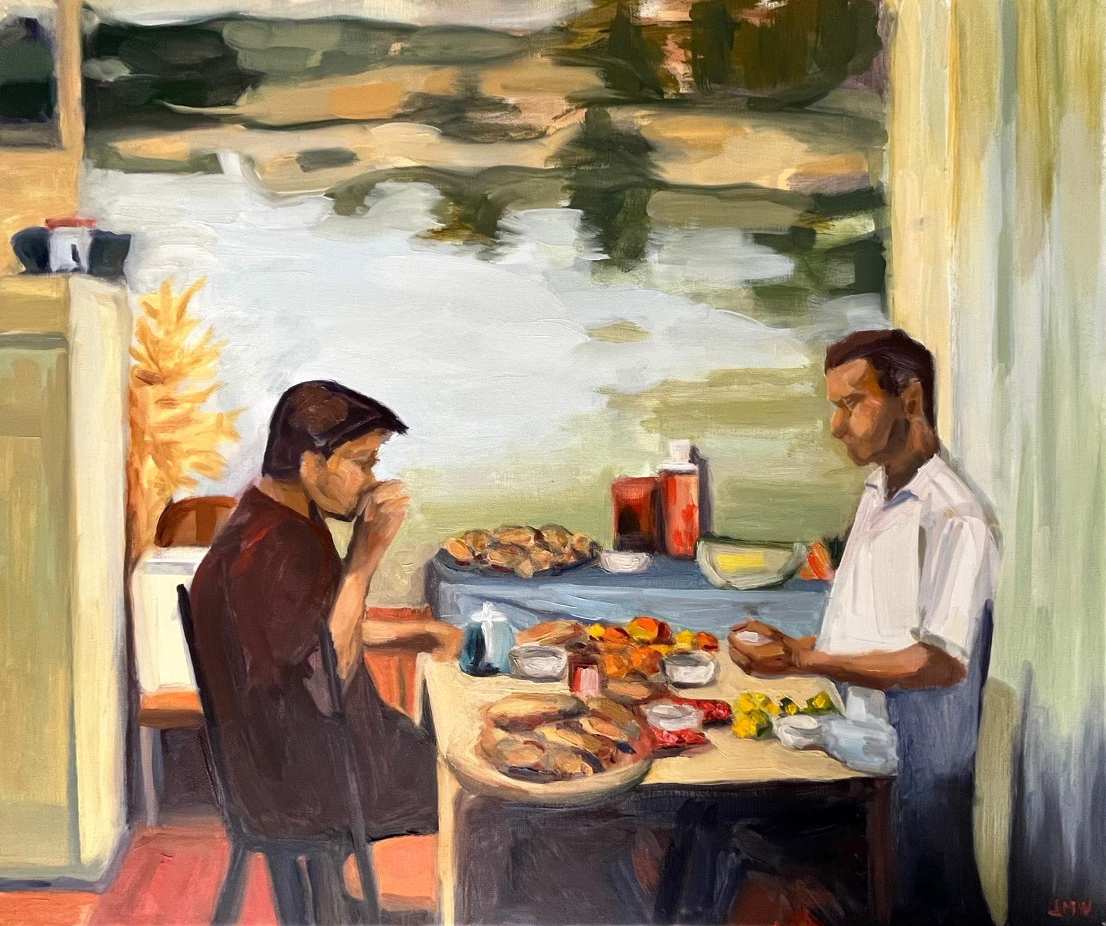 Scène figurative femme dans la nature par Jean-Marc Wettstein
