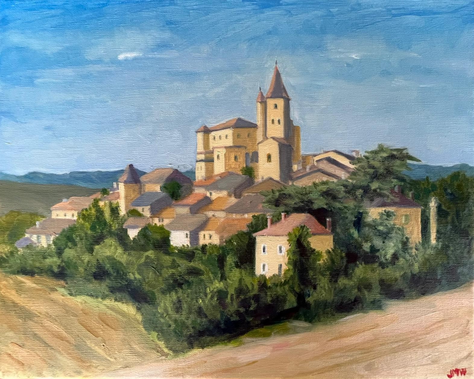 Peinture à l'huile sur toile paysage du Gers par Jean-Marc Wettstein