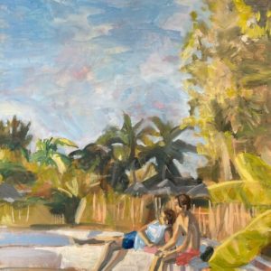 Peinture à l'huile à Madagascar sur la plage par Jean-Marc Wettstein