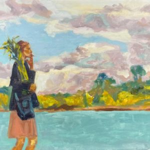 Scène figurative femme dans la nature par Jean-Marc Wettstein
