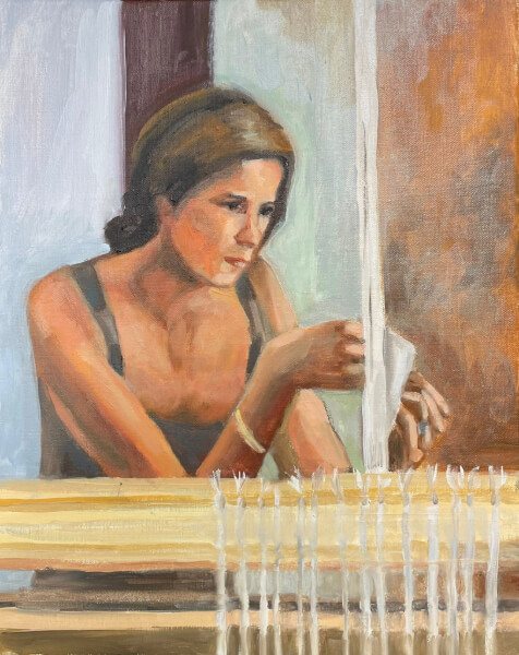 Scène figurative femme dans la nature par Jean-Marc Wettstein
